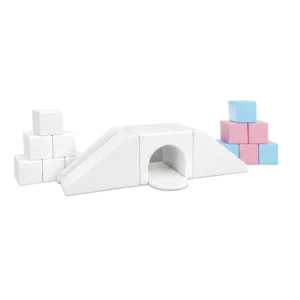 White, Pink & Blue tunnel Bridge Soft Play Climber with Block Set – view 5