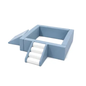 Dusty Blue square Soft Play Ball Pit with Roller Steps & Ramp – view 2