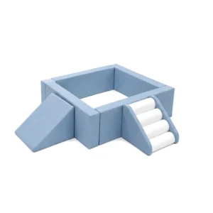 Dusty Blue square Soft Play Ball Pit with Roller Steps & Ramp – view 4