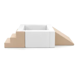 White & Beige square Soft Play Ball Pit with Steps & Ramps – view 4