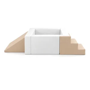 White & Beige square Soft Play Ball Pit with Steps & Ramps – view 5