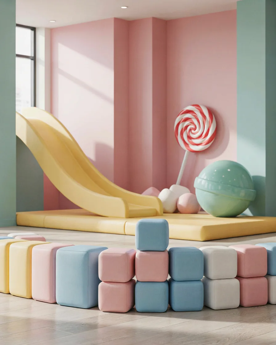 Soft Play Stacking Block Candy Mix in a candy theme indoor playground