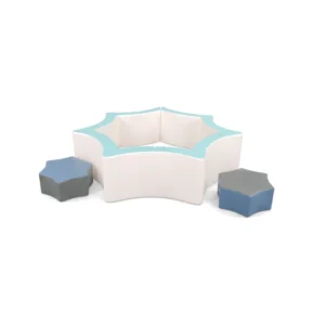 White & Aqua star Soft Play Ball Pit with Steps – view 5
