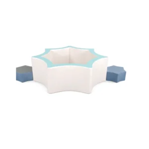 White & Aqua star Soft Play Ball Pit with Steps – view 2