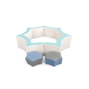 White & Aqua star Soft Play Ball Pit with Steps – view 3