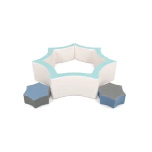 White & Aqua star Soft Play Ball Pit with Steps – view 4