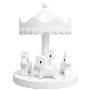 White horse Soft Play Carousel with LED Canopy