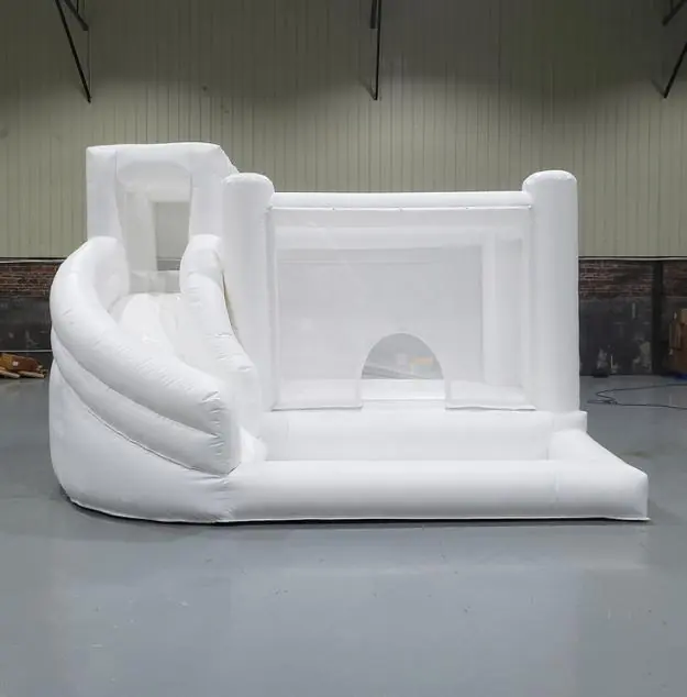 White bounce house with slide PC-BS003