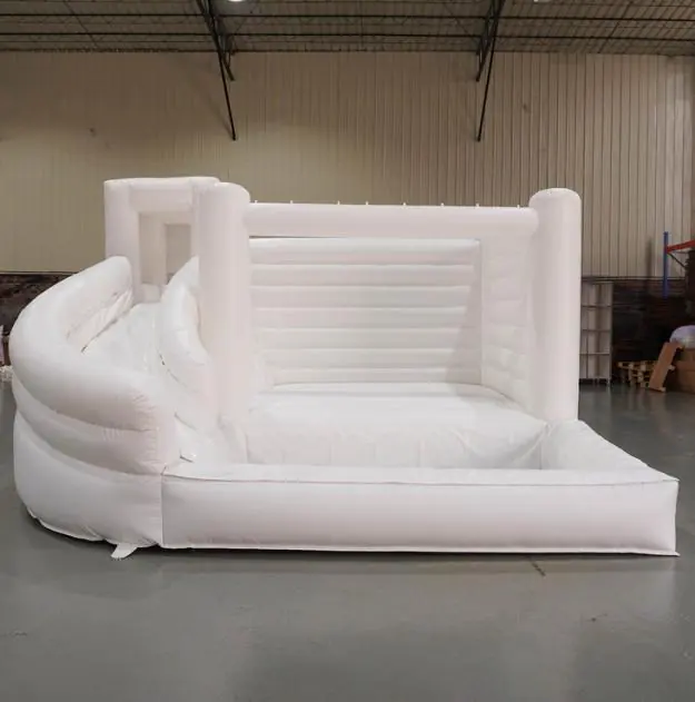 White bounce house with slide PC-BS005