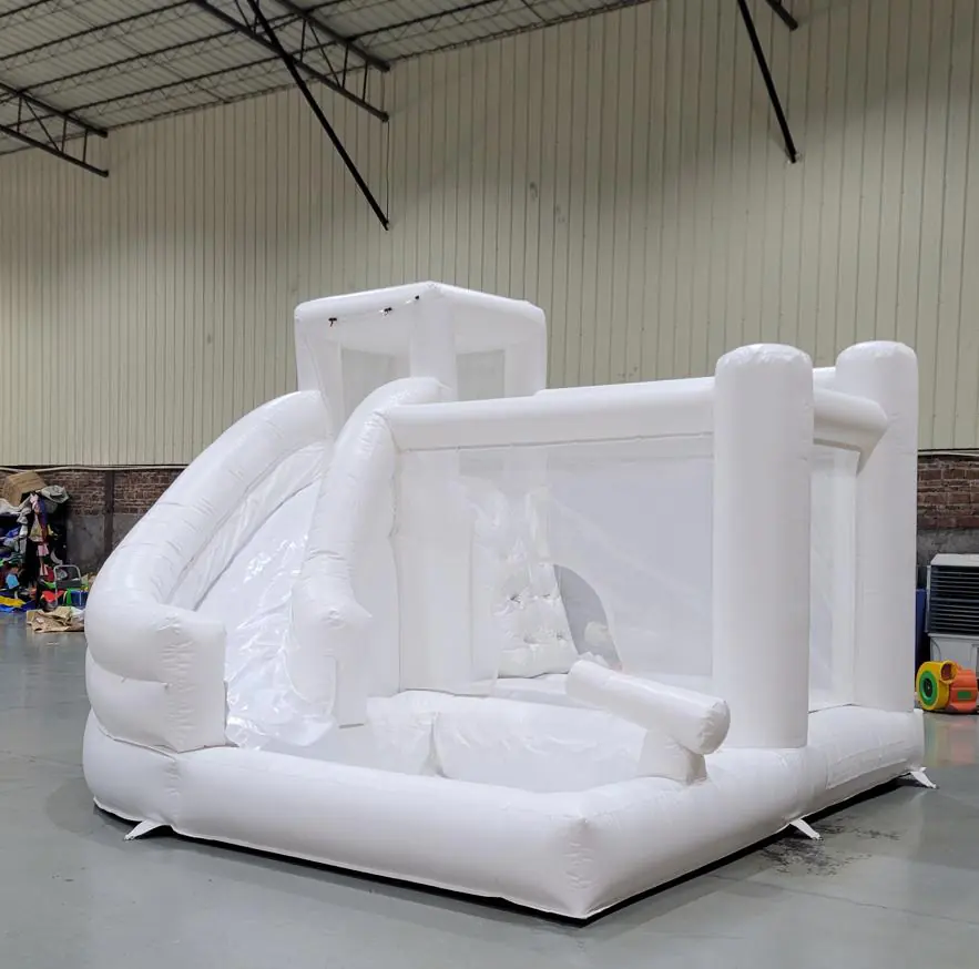 White bounce house with slide PC-BS006