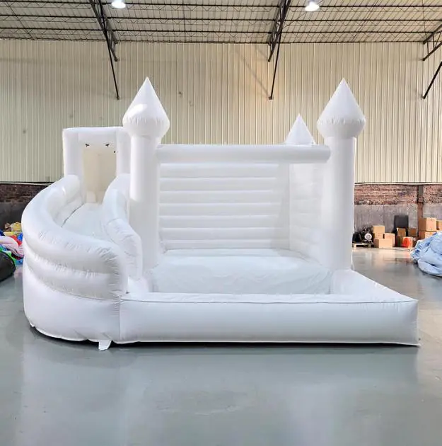 White bounce house with slide PC-BS013