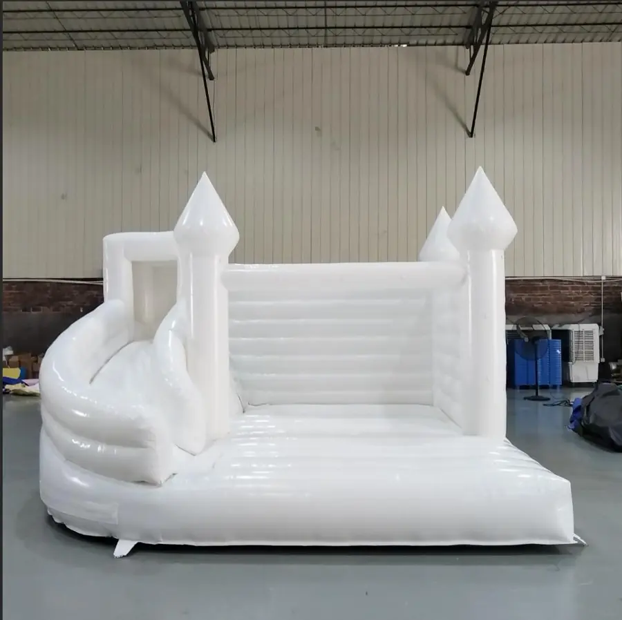 White bounce house with slide PC-BS021