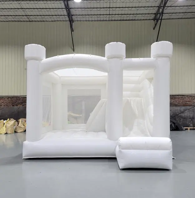 White bounce house with slide PC-BS027