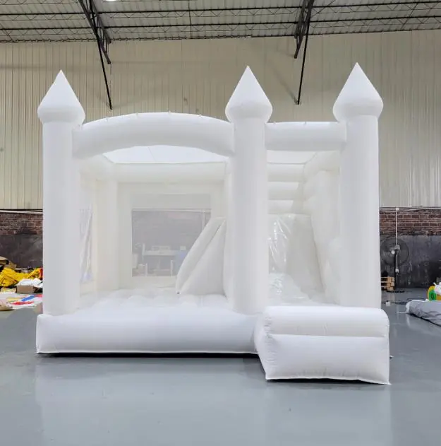 White bounce house with slide PC-BS032