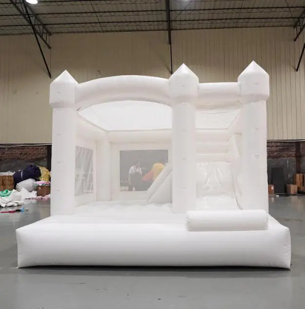 White bounce house with slide PC-BS041