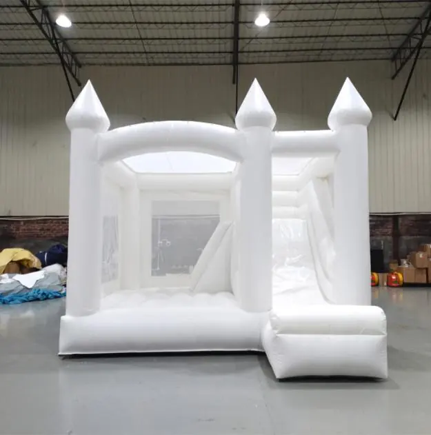 White bounce house with slide PC-BS047