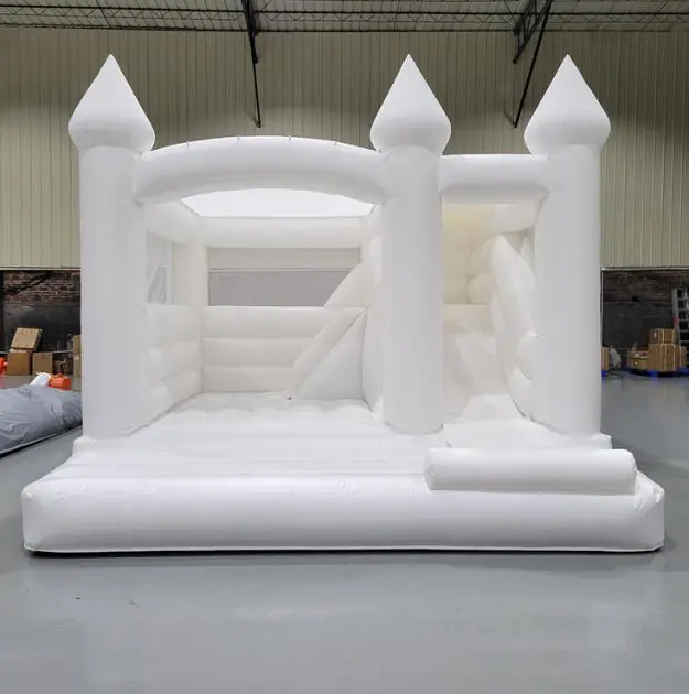 White bounce house with slide PC-BS049