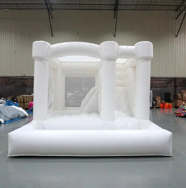 White bounce house with slide PC-BS053