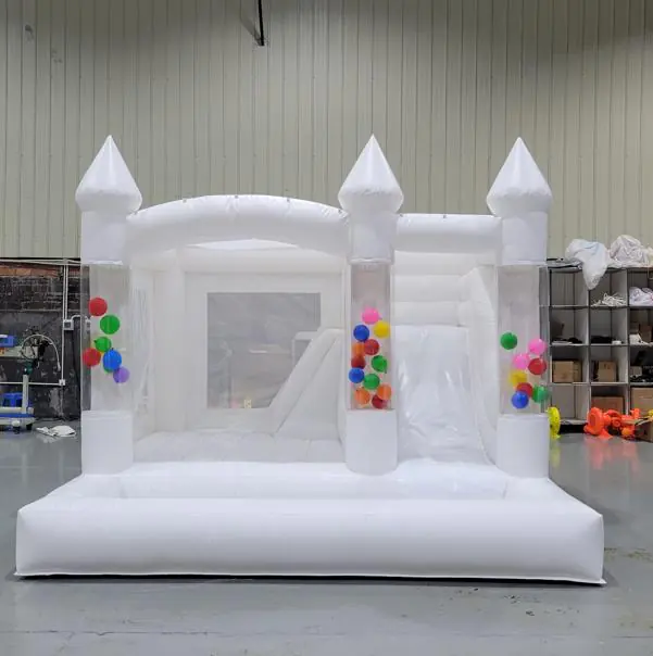 White bounce house with slide PC-BS054