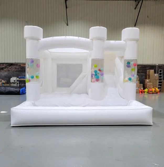 White bounce house with slide PC-BS055