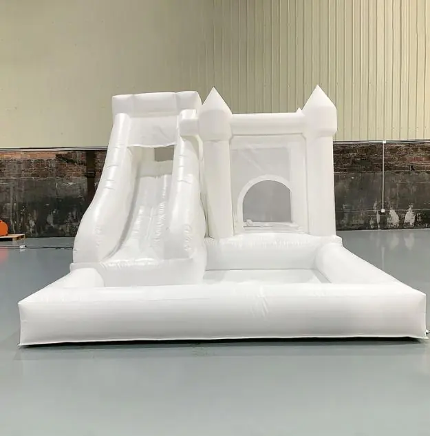 White bounce house with slide PC-BS058