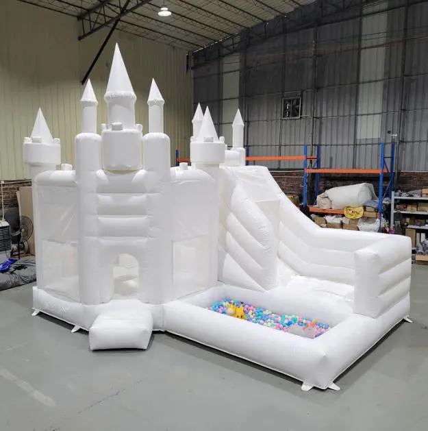 White bounce house with slide PC-BS062