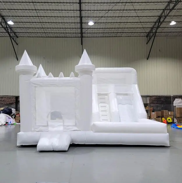 White bounce house with slide PC-BS063