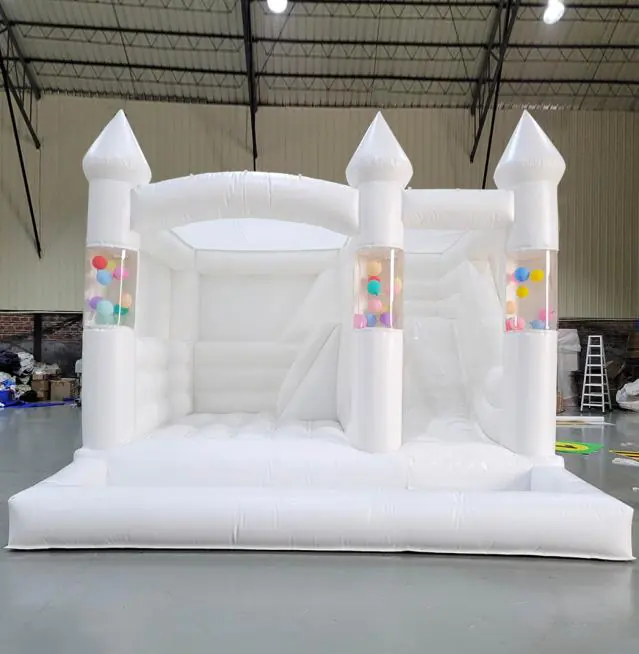 White bounce house with slide PC-BS064