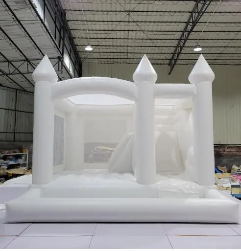 White bounce house with slide PC-BS065