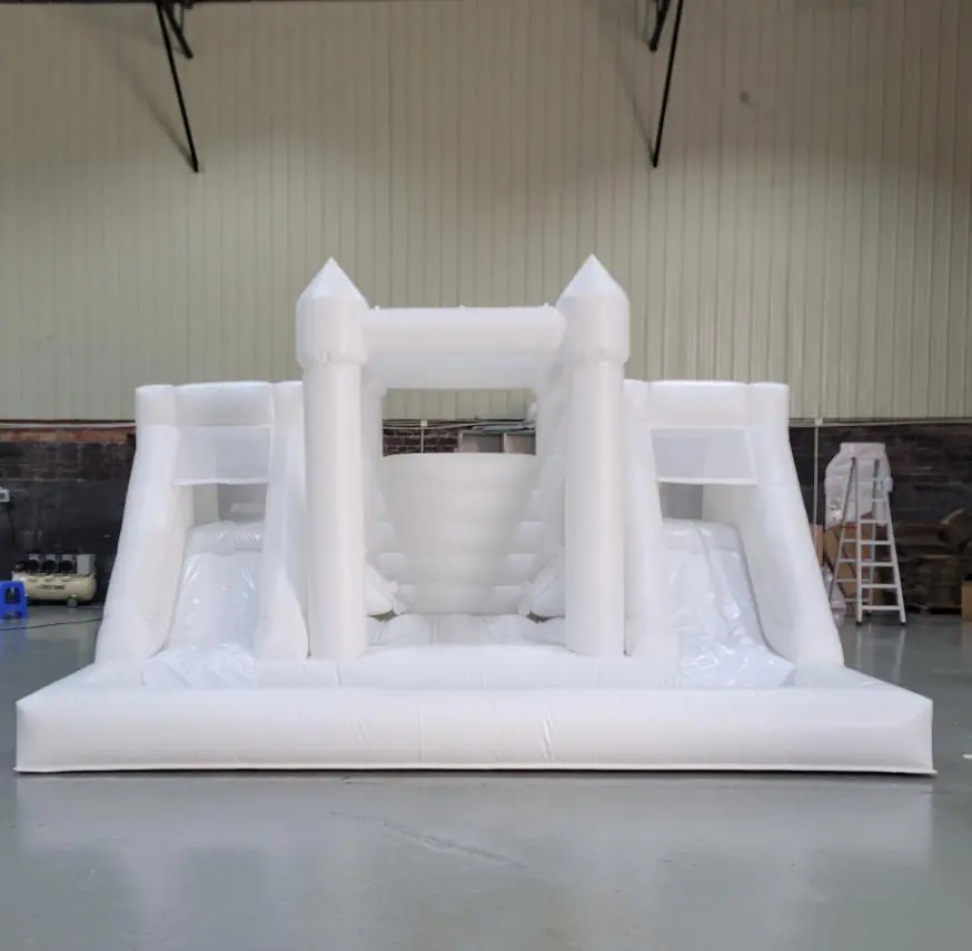 White bounce house with slide PC-BS067