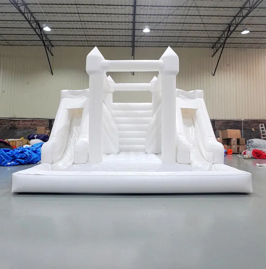 White bounce house with slide PC-BS068