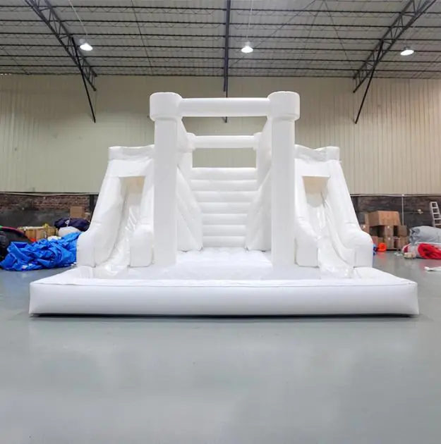 White bounce house with slide PC-BS069
