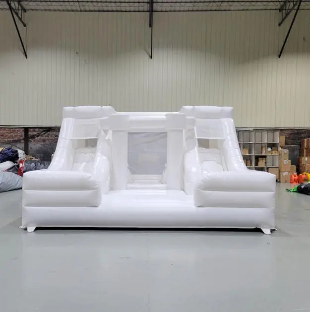 White bounce house with slide PC-BS072