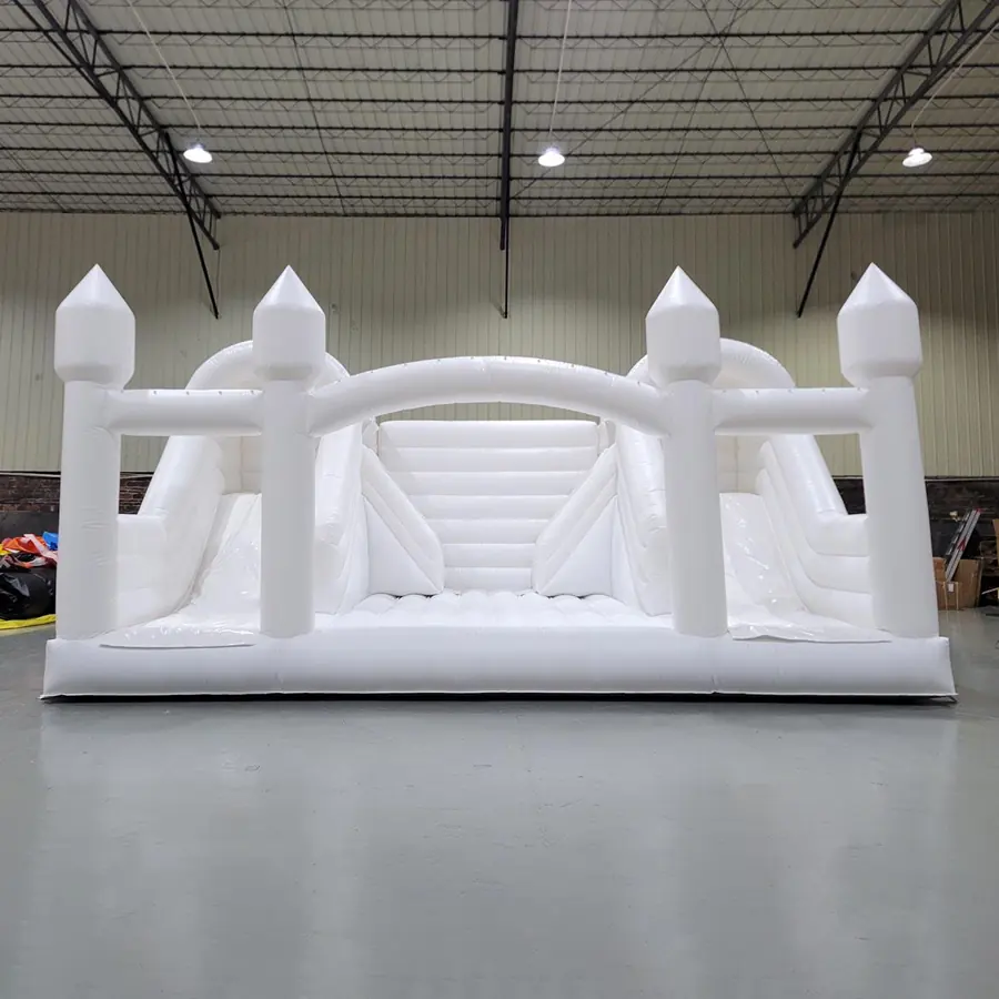 White bounce house with slide PC-BS075