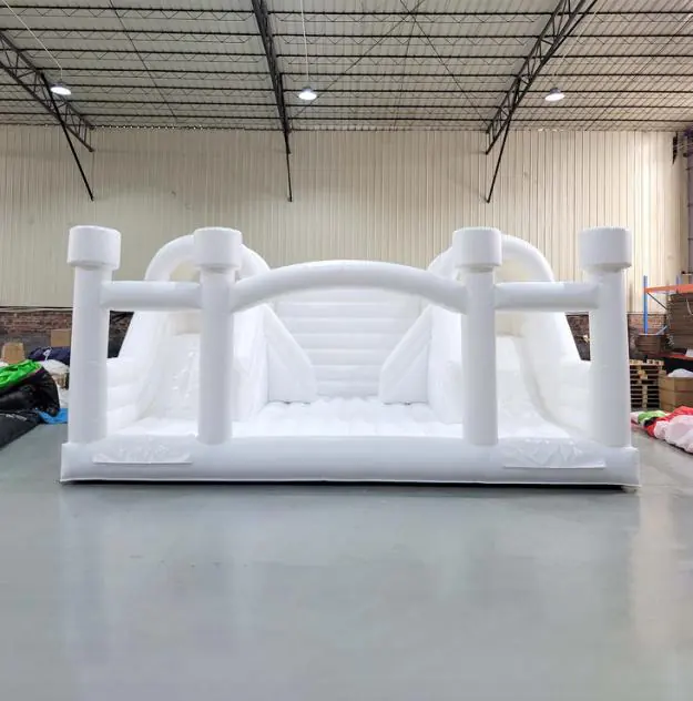White bounce house with slide PC-BS078